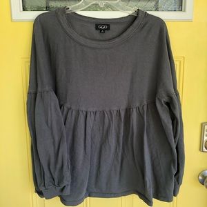 Comfy Gray Peplum Puff Sleeve Sweatshirt